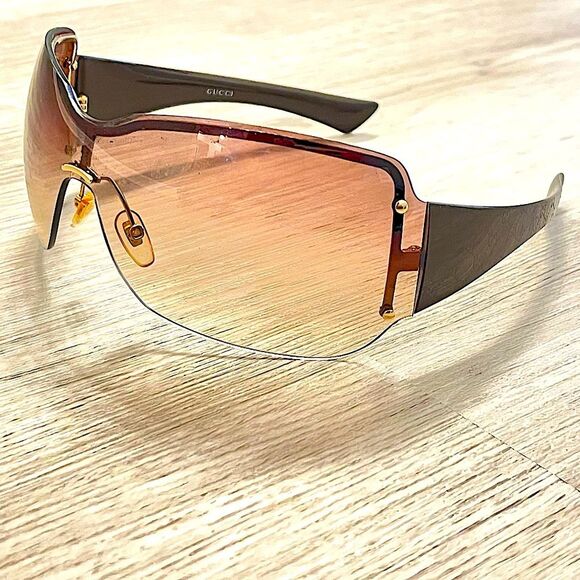 Vintage Gucci Brown GG Logo Shield Sunglasses 1825/S - Picture 1 of 7